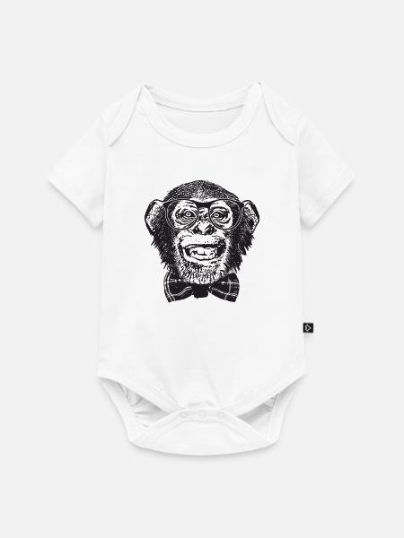 Affe Nerd - Baby Premium Kurzarmbody - Weiß