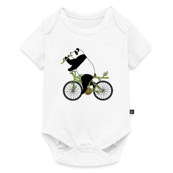 Cyclisme Vélo Panda Bambo Vélo - Body à manches courtes Premium Bébé - blanc - Devant