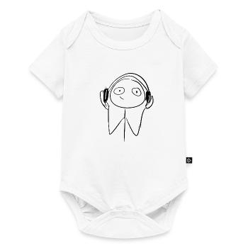 Kopfhörer cartoon - Baby Premium Kurzarmbody - Weiß - Vorne