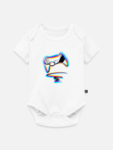 controller gamer zocken linien effekt - Baby Premium Kurzarmbody - Weiß