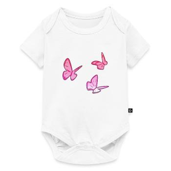 papillons roses papillon motif rose - Body à manches courtes Premium Bébé - blanc - Devant