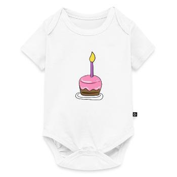 torte kuchen kerze geburtstag - Baby Premium Kurzarmbody - Weiß - Vorne