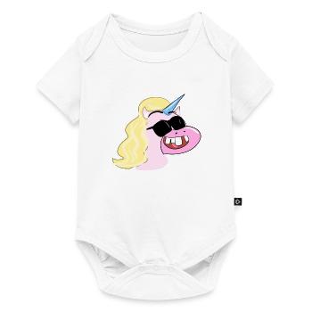 cool tête de licorne cool symbole lunettes de soleil - Body à manches courtes Premium Bébé - blanc - Devant
