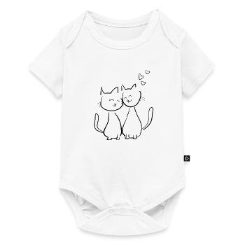 chats amoureux animaux animal symbole cœur amour - Body à manches courtes Premium Bébé - blanc - Devant