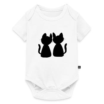 Chats Amis Animaux Symbole Chat Amour - Body à manches courtes Premium Bébé - blanc - Devant