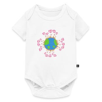 earth flowers circle roses pink - Baby Premium short-sleeve bodysuit - white - Front