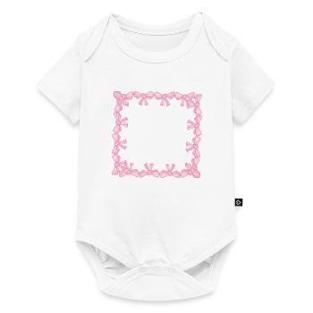 cadre carré boucle carrée rose - Body à manches courtes Premium Bébé - blanc - Devant
