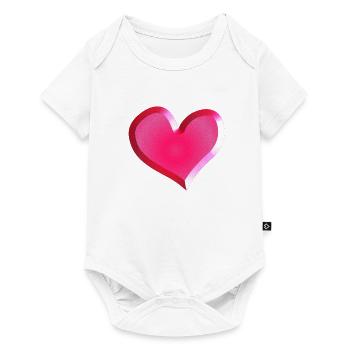 Pinkes Herz Symbol Glitzer pink - Baby Premium Kurzarmbody - Weiß - Vorne