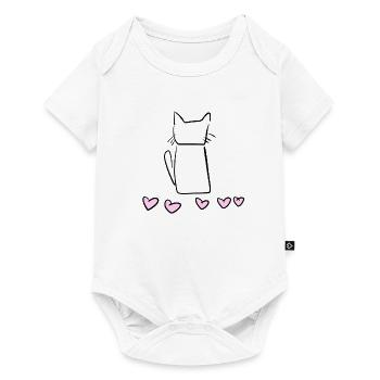 Symbole de chat Cœurs d’animaux Rose - Body à manches courtes Premium Bébé - blanc - Devant