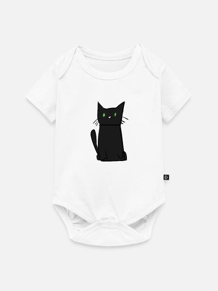 dunkle Katze Tier süß - Baby Premium Kurzarmbody - Weiß