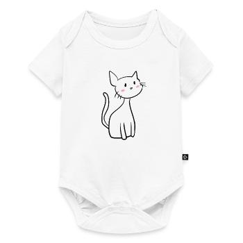 Chat dessin animé mignon - Body à manches courtes Premium Bébé - blanc - Devant