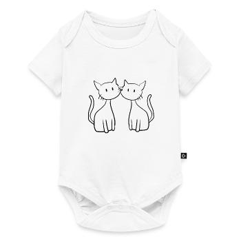 deux amis chats mignons - Body à manches courtes Premium Bébé - blanc - Devant