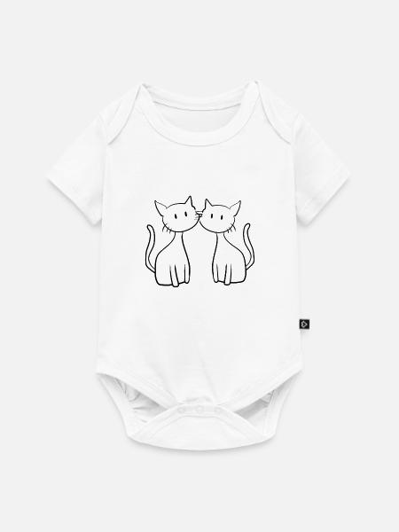 zwei Katzen Freunde süß - Baby Premium Kurzarmbody - Weiß