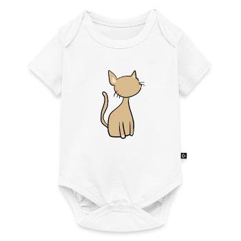 symbole de chat brun dessin animé mignon - Body à manches courtes Premium Bébé - blanc - Devant