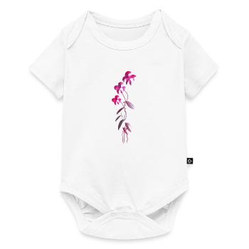 pink flowers symbol glitter plant - Baby Premium short-sleeve bodysuit - white - Front
