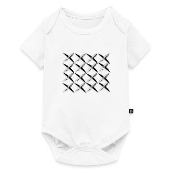 graues netz kreuz muster - Baby Premium Kurzarmbody - Weiß - Vorne