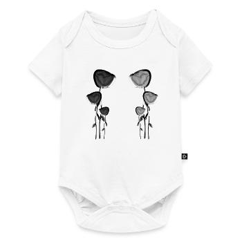 rose shiny gray flower plant - Baby Premium short-sleeve bodysuit - white - Front