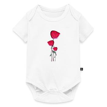 rose shiny symbol flower plant - Baby Premium short-sleeve bodysuit - white - Front