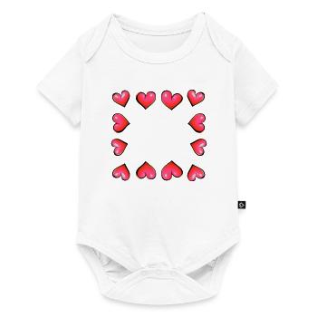 coeur cadre coeur rose - Body à manches courtes Premium Bébé - blanc - Devant
