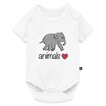 Tiere Herz Elefant Symbol - Baby Premium Kurzarmbody - Weiß - Vorne