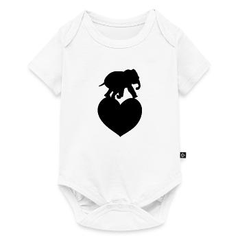 Animal Love Heart Elephant - Baby Premium short-sleeve bodysuit - white - Front