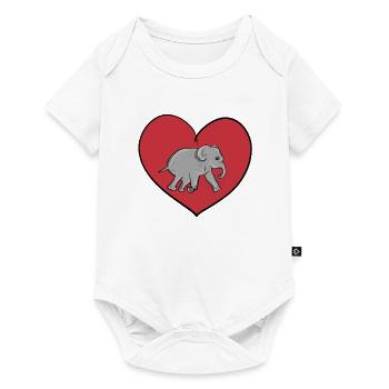 rotes Herz Tierliebe Elefant - Baby Premium Kurzarmbody - Weiß - Vorne