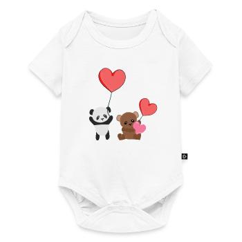 panda animal ours coeur doux - Body à manches courtes Premium Bébé - blanc - Devant