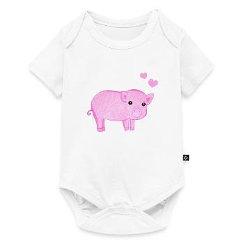 cœurs de cochon scintillants animal - Body à manches courtes Premium Bébé - blanc - Devant