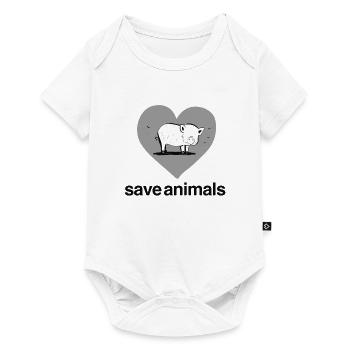 Sauver les animaux Cœur Cochon Animal - Body à manches courtes Premium Bébé - blanc - Devant