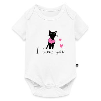 Chat au cœur rose amour animal - Body à manches courtes Premium Bébé - blanc - Devant