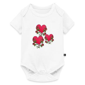 drei herzen blume herz form symbol - Baby Premium Kurzarmbody - Weiß - Vorne