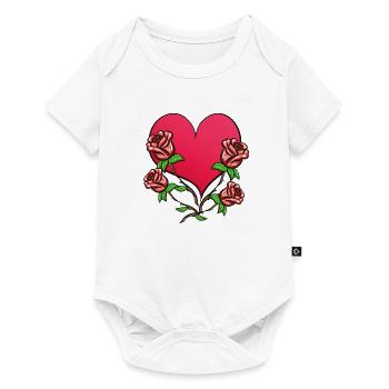 Rose Flower Heart Shape Symbol Roses - Baby Premium short-sleeve bodysuit - white - Front