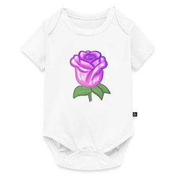 fleur de plante violette rose scintillante fleur - Body à manches courtes Premium Bébé - blanc - Devant