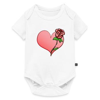 Symbole de forme de cœur de fleur de rose - Body à manches courtes Premium Bébé - blanc - Devant