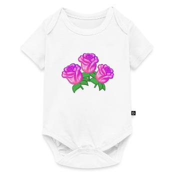 Plante pourpre Trois Fleurs Rose Paillettes - Body à manches courtes Premium Bébé - blanc - Devant