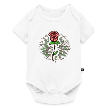 Motif de croix Symbole de plante rose croisée - Body à manches courtes Premium Bébé - blanc - Devant