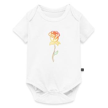 Fleur de rose de plante dorée - Body à manches courtes Premium Bébé - blanc - Devant