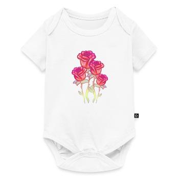 Red Flowers Flower Rose Glitter - Baby Premium short-sleeve bodysuit - white - Front