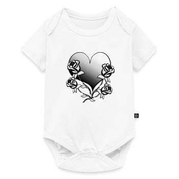 rose flower heart shape symbol roses gray love - Baby Premium short-sleeve bodysuit - white - Front
