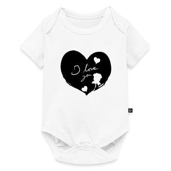 Coeur je t’aime fleurs Symbole de la Saint-Valentin - Body à manches courtes Premium Bébé - blanc - Devant