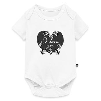 graues herz ich liebe dich blumen valentinstag sym - Baby Premium Kurzarmbody - Weiß - Vorne
