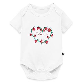 Plantes rouges Fleur de cœur Je t’aime - Body à manches courtes Premium Bébé - blanc - Devant