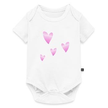 Cœurs Rose Paillettes Symbole Amour Forme - Body à manches courtes Premium Bébé - blanc - Devant