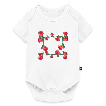 Plantes rouges Ligne Fleur Rose Rectangle Fleurs - Body à manches courtes Premium Bébé - blanc - Devant