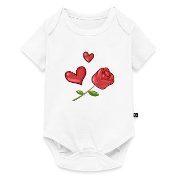 Red Rose Hearts Heart Symbol Flower - Baby Premium short-sleeve bodysuit - white - Front