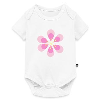 Fleur rose en forme de fleur - Body à manches courtes Premium Bébé - blanc - Devant