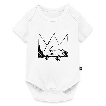 Grey crown Roses flowers I love you - Baby Premium short-sleeve bodysuit - white - Front