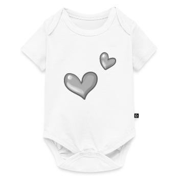 zwei graue herzen herz - Baby Premium Kurzarmbody - Weiß - Vorne
