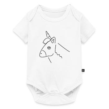 Symbol Einhorn Tier Kopf - Baby Premium Kurzarmbody - Weiß - Vorne