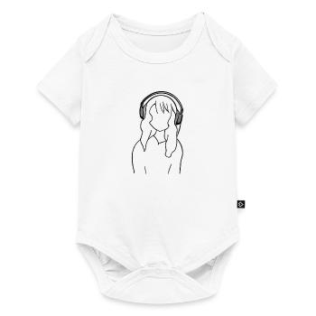 Anime Manga Fille Écouteurs Écouter de la musique - Body à manches courtes Premium Bébé - blanc - Devant
